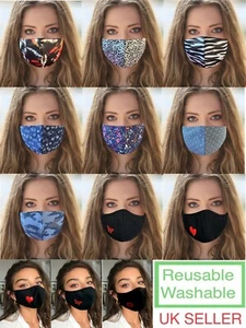 Máscara facial reutilizable lavable cubierta protectora transpirable algodón doble capa - Imagen 1 de 16