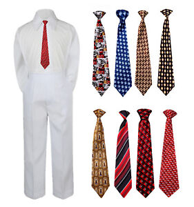 3pc New Born Baby Boy Teen Formal Dress White Pants and Shirt Necktie Sm-7