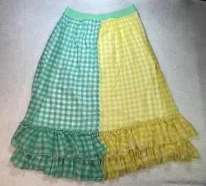 Anthropologie Eva Franco Lynsey Maxi Skirt Yellow Green Plaid Ruffle Sz 1X NWT - Picture 1 of 24