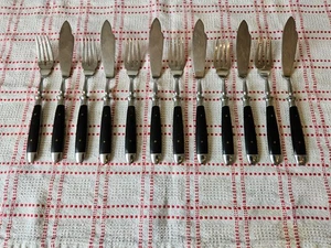 Eichenlaub Solingen - 1x Fischbesteck Set 2-teilig mit Ebenholz-Griffen - Bild 1 von 15