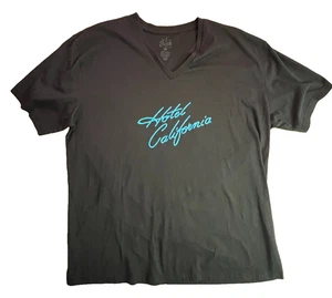 Eagles Hotel California Black tshirt Blue print Lyrics on Back CUTE - Picture 1 of 4