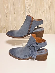 Born Monikah Womens Slingback Ankle Boot Blue Distressed Suede Chunky Heel 7M - Picture 1 of 5