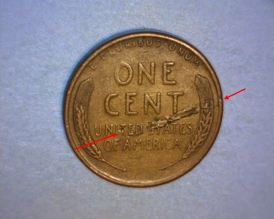 1946 S LINCOLN CENT, DEFECTIVE PLANCHET🌟REVERSE LAMINATION 🌟US ERROR COIN - Image 1 of 4
