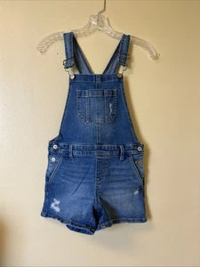 SO Denim Jean Overalls Shorts Girls Size 12 School Summer Vacation Rolled Cuff - Picture 1 of 5
