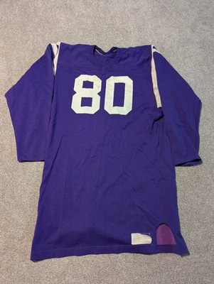 Camiseta deportiva de fútbol americano Russell vintage para hombre XL púrpura corte profesional años 60 a rayas  Foto 1 de 4