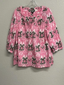 Talbots rosa bedrucktes Shirt Oberteil Damen Größe 1XP Petite Bluse 3/4-Arm - Bild 1 von 8