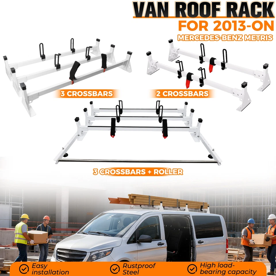 Baca de techo para furgoneta con rodillo para Mercedes Benz 2013-en - aluminio resistente sin taladro Foto 1 de 4