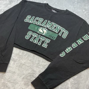 Camiseta CSUS Sacramento State Hornets Talla M Negra Recortada Manga Larga Hágalo Usted Mismo - Imagen 1 de 6