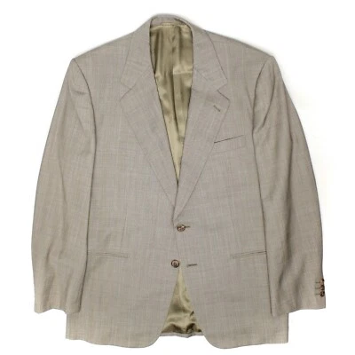 Belvest Hombres Traje Abrigo 42R Marrón Claro Glen Cuadros 120s Chaqueta de Lana Italia 52EU Foto 1 de 4