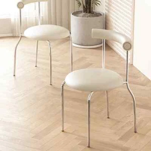 Silla de comedor de lujo ligera de estilo crema, silla de cafetería moderna - Bild 1 von 13