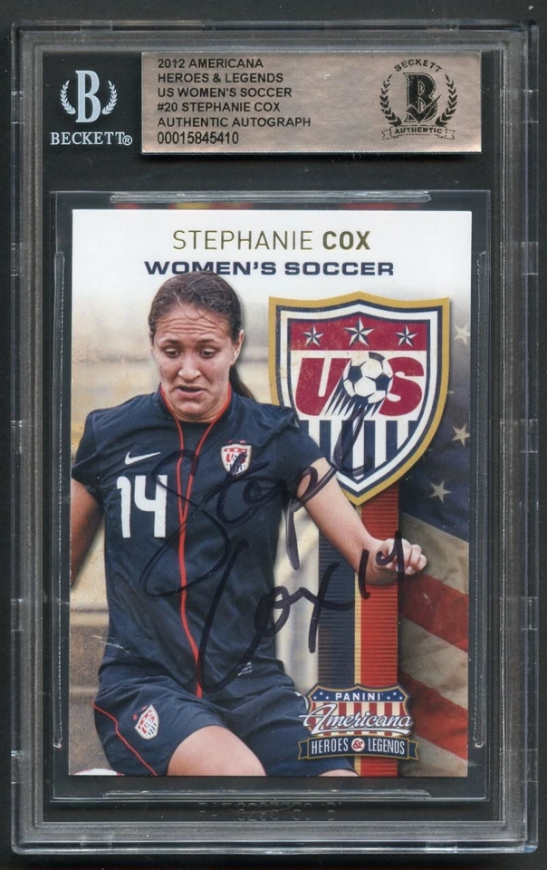 Stephanie Cox signed autograph 2012 Panini Americana Heroes & Legends BAS Slab - Image 1 of 1