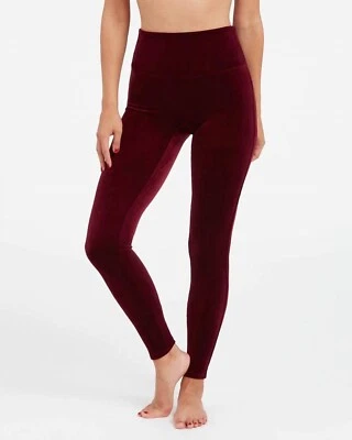 Leggings SPANX Para Mujer Talla Pequeña Terciopelo Brillante Cintura Alta Ricos Borgoña Foto 1 de 4