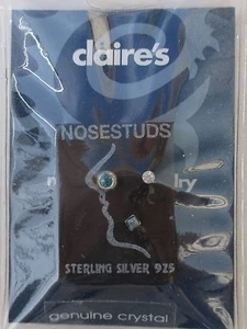 5JD h Türkis Blau Kristall Sterling Silber 3 NASEN OHRSTECKER Ohrstecker Körperschmuck - Bild 1 von 2