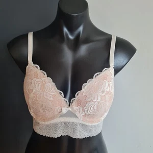 Women's size 14C 'BRAS N THINGS' Gorgeous white and nude rose lace bra - AS NEW - Picture 1 of 6