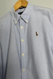 Ralph Lauren Boys Light Blue Button Down Oxford Slim Fit Size 12 - Picture 1 of 8