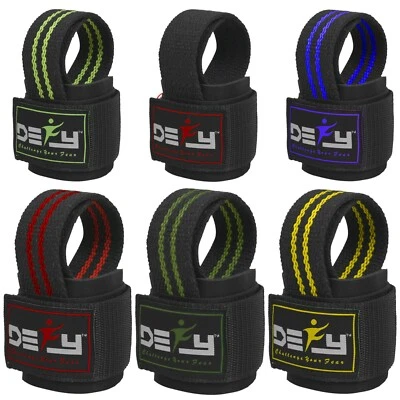 DEFY SPORTS™ Weight Lifting Gym Power Straps Grip Gloves Training Wrist Support