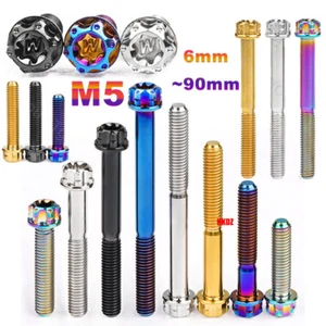 M5 Titanium Bolts 6mm~90mm Flange Inner Outer Plum Head Ti Screws for Motorcycle - Picture 1 of 21
