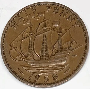 # C3028   GREAT BRITAIN     COIN,     HALF  PENNY    1958 - Picture 1 of 2