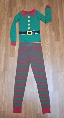 PJ Place Elf Christmas Green Red Long Sleeve Pajama Set Kids Size 12 - Image 1 of 4