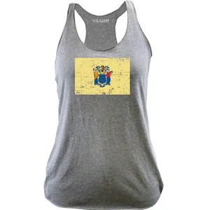 Ladies New Jersey State Flag Distressed Racerback Tank Top - Bild 1 von 1