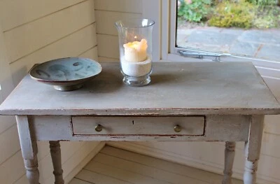 VICTORIAN PAINTED FRENCH GREY CONSOLE/HALL TABLE OR WRITING DESK - Image 1 of 4