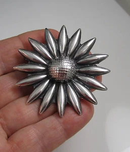 Broche Broche Vintage Elegante Grande Plata Esterlina México Girasol Margarita - Imagen 1 de 5