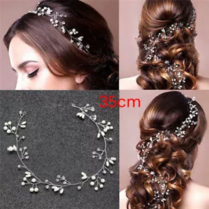 Luxury Wedding Bridal Rhinestone Faux Pearl Headband Tiara Hair Headpiece`yk - Picture 1 of 8
