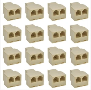 16 Stck. RJ11 6P4C Telefon Telefonleitung 1 FEMA zu 2 Buchsen T-Splitter Adapter Elfenbein - Bild 1 von 6