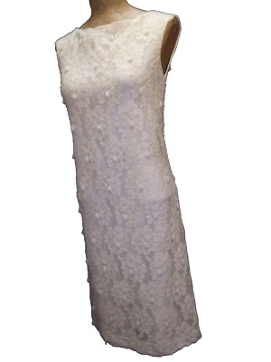 Vintage 1960's White Lace Beaded Mod Cocktail Wiggle Dress by Elissa Small - Image 1 of 4