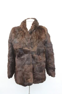 SCRAP ITEM: BROWN RABBIT FUR JACKET COAT ARTS & CRAFTS - Picture 1 of 5