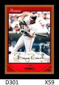 1-2007 BOWMAN GOLD PARALLEL INSERTED IN DRAFT BARRY BONDS GIANTS CARD #237 QTY - Picture 1 of 2