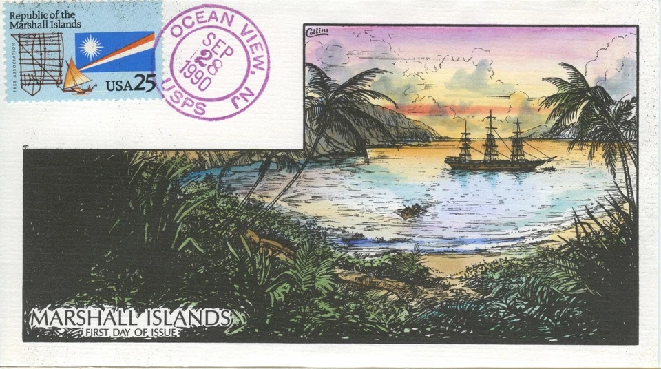 #2507 MARSHALL ISLANDS , Collins Hand-painted First Day Cover - Image 1 of 1