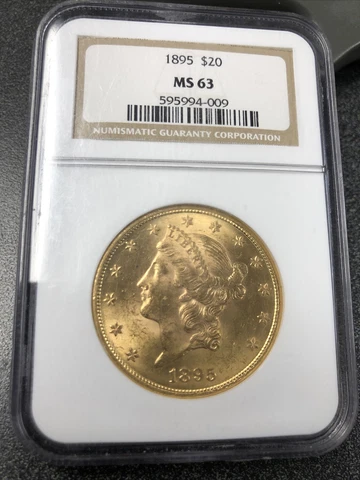 1895 Liberty Head $20 Gold Coin NGC MS63 Cover
