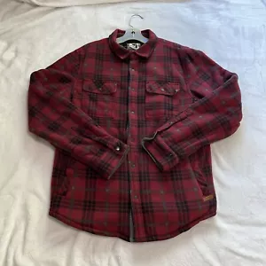 Voyager Jacket Mens Large Red Black Plaid Shacket Sherpa Polar Fleece Lined - Picture 1 of 8