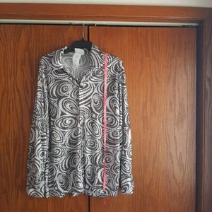 NEW ! California Costume Men Swirl Print Sequin Disco Shirt White/Black Size XL - Picture 1 of 7