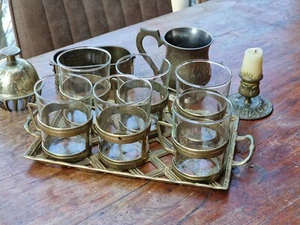 Konvolut Messing Teetassen Tablett Elefantenglocke Kerzenständer Becher vintage - Bild 1 von 18