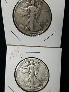 1935-D & P 50C Walking Liberty Half Dollar 2 COIN LOT . - Picture 1 of 3