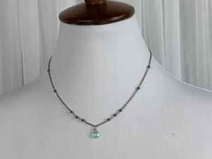 Schöne Perlen 925 Sterling Silber Halskette blaue Perlenakzente - Bild 1 von 5