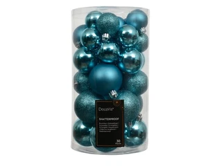 30 Weihnachtskugeln Kunststoff 6cm bruchsicher Christbaumkugeln Folkloreblau - Bild 1 von 2