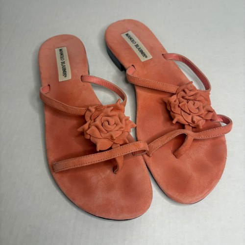 MBT Manolo Blahnik sandali con punta a rosetta scamosciati corallo EU 39 (US 8‐8 5) eleganti
