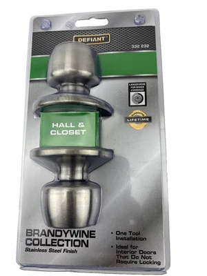 Hall and Closet Door Knob Stainless Steel Defiant Brandywine 332 232 New Foto 1 de 4