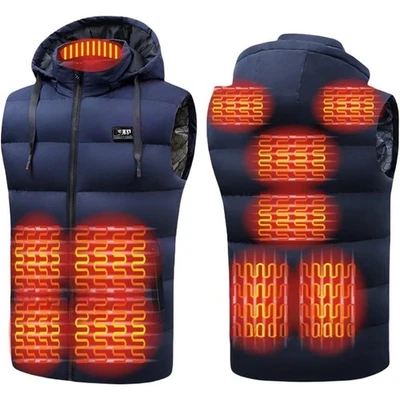 USB加热连帽背心 - 可充电无袖夹克 — 第 1/4 张图片