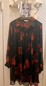Black & Red Floral Swing Pintuck Dress - Picture 1 of 6