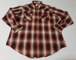 Camicia Ely Cattleman Pearl Snap manica lunga 2XL uomo a quadri bottoni western multico - Foto 1 di 5
