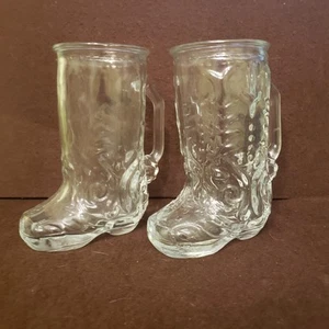 Paar Vintage Mexiko Klarglas geprägt Cowboystiefel Becher Tassen Gläser - Bild 1 von 13