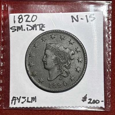 1820 Large Cent, N.15Small Date High Grade A Little Dark - Image 1 of 4