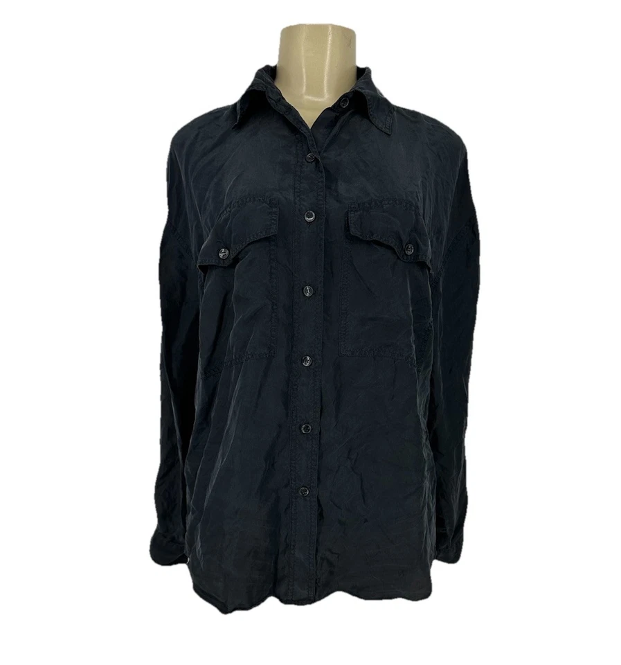 De colección Jonathan Martin 100% Seda Mujer Mediana Abotonada Manga Larga Negro 1-0 Foto 1 de 4