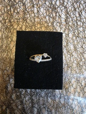 Ring Herzen 375 Bicolor Weiß- und Gelbgold Ringgröße 49 - Bild 1 von 4