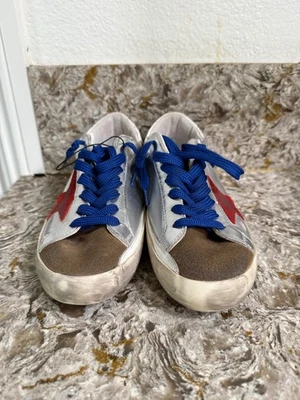 США 7/ЕС 40 Golden Goose Superstar ограниченный выпуск серебристая кожа с красной замшей - Изображение 1 из 4