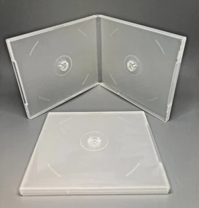 5 10.4MM DOUBLE(2) CD POLY CASES W/SLEEVE, SEMI-CLEAR,MADE IN US, CD-POLY2-SC - Picture 1 of 2